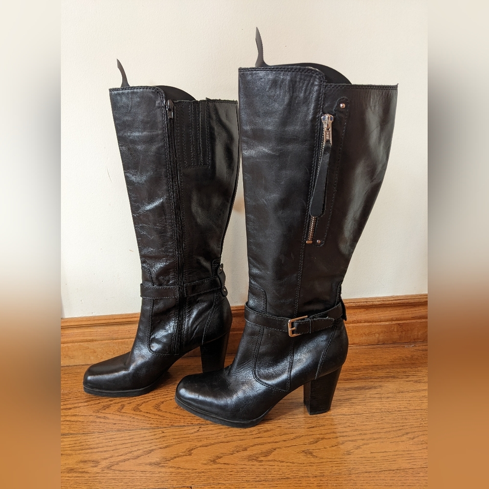 Marc Fisher Black Leather Knee-high Boots
